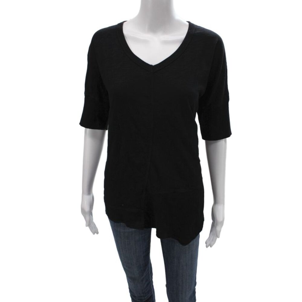 Wilt Women T-Shirt Pajama Top Black V-Neck Cotton Short Sleeve Size M